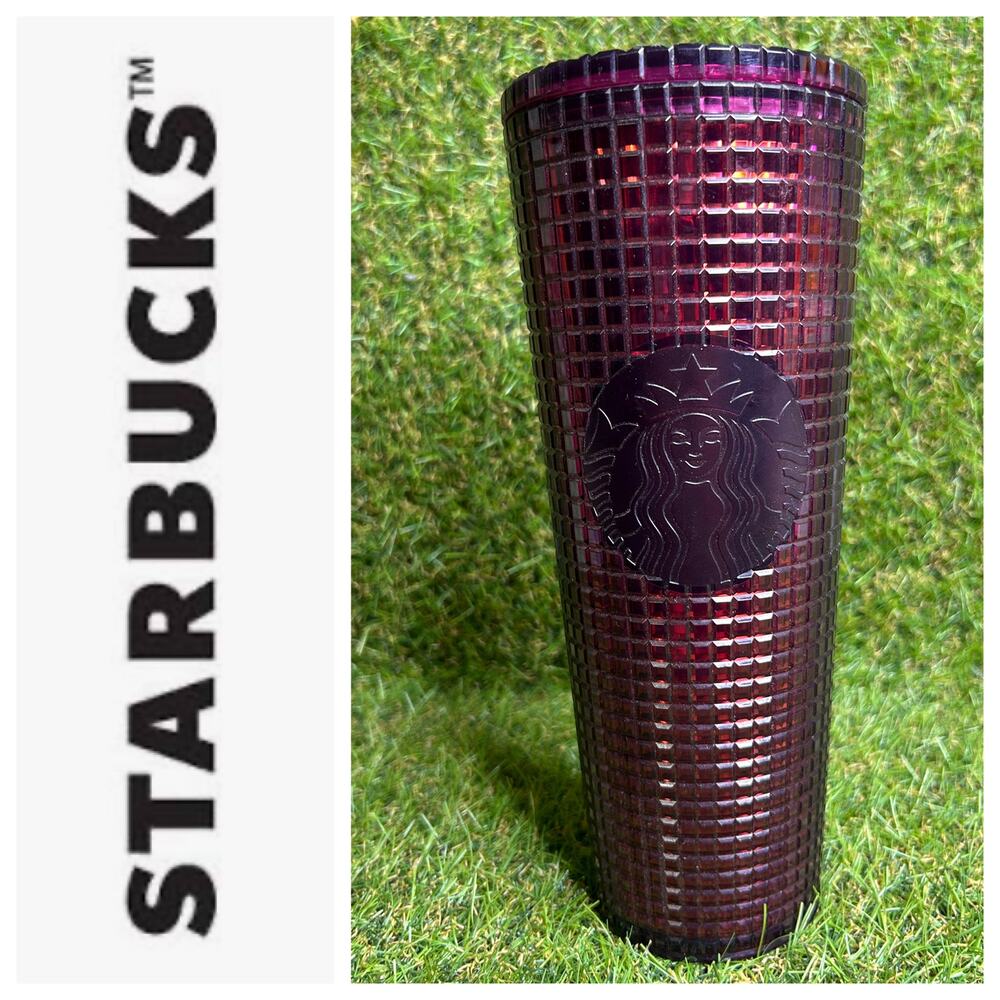 Starbucks Berry Plum Grid‎ Disco Holiday 2020 Collection, No Straw